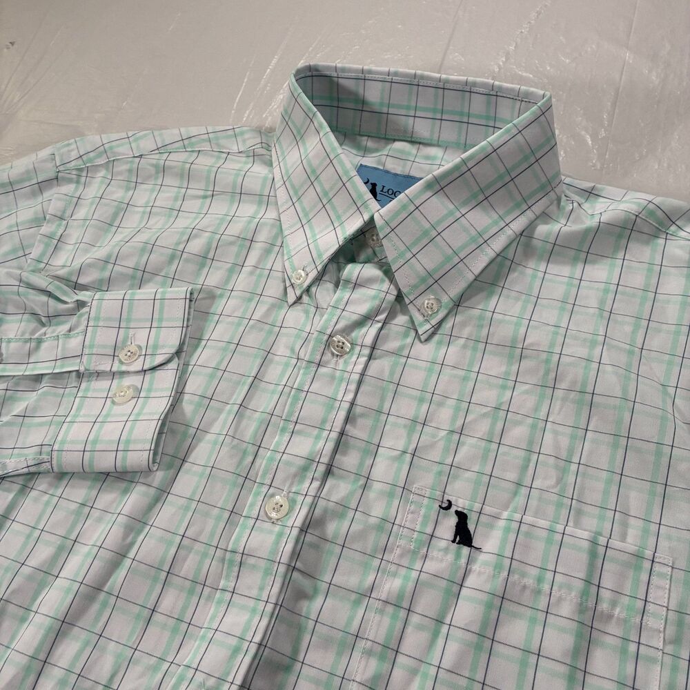 Local Boy Outfitters Shirt Mens Medium Green Plaid Performance Bamboo Preppy